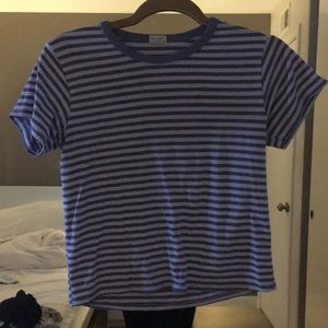John Galt Blue and grey striped crew neck t shirt